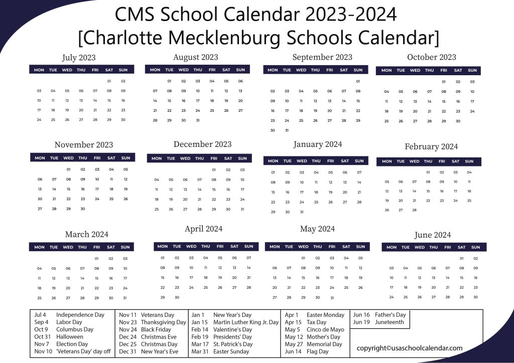 CMS Schools Calendar