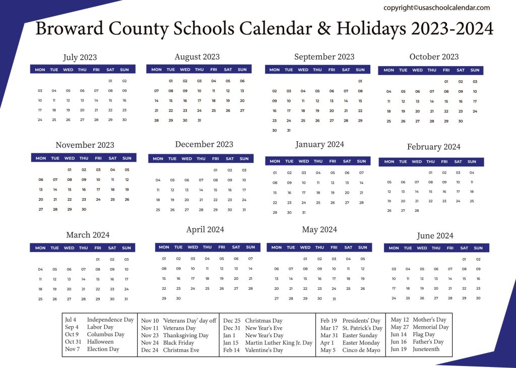 Broward County Schools Calendar