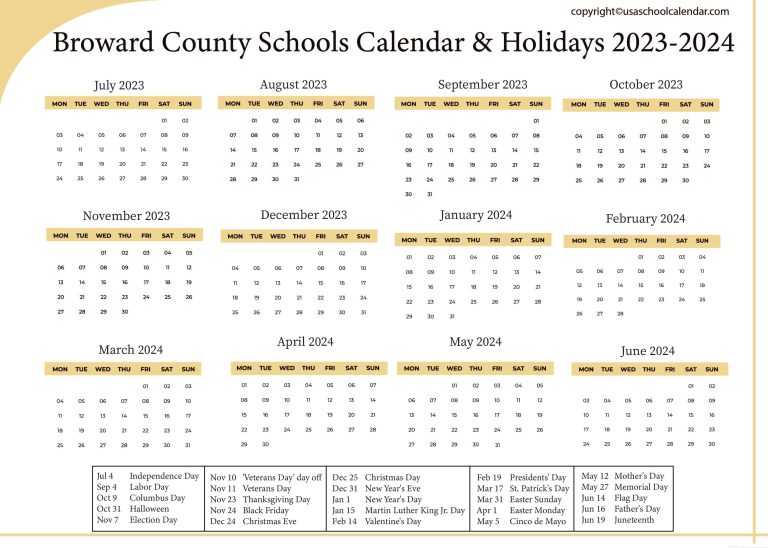 Broward County Schools Calendar & Holidays 20232024