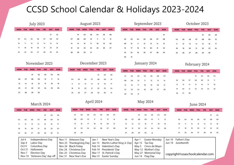 CCSD School Calendar & Holidays 2023-2024 [Clark County]