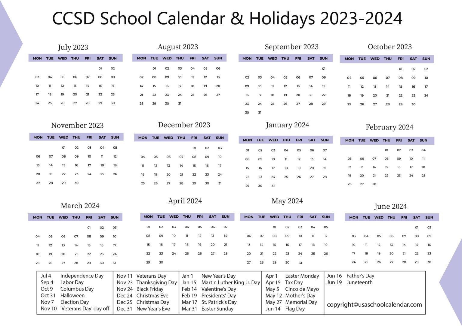 CCSD School Calendar & Holidays 20232024 [Clark County]