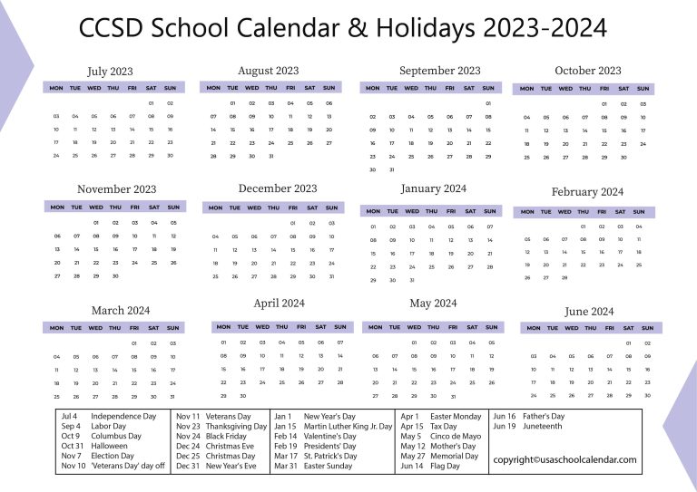 CCSD School Calendar & Holidays 20232024 [Clark County]