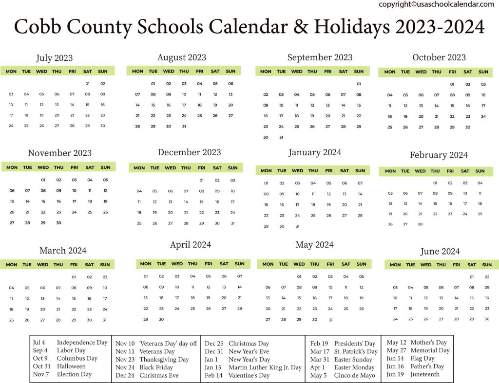 Cobb County Schools Calendar & Holidays 2023-2024 2