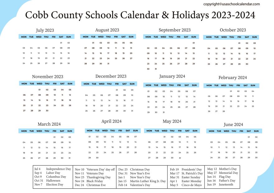 Cobb School Calendar 2024 2025 - anne regina