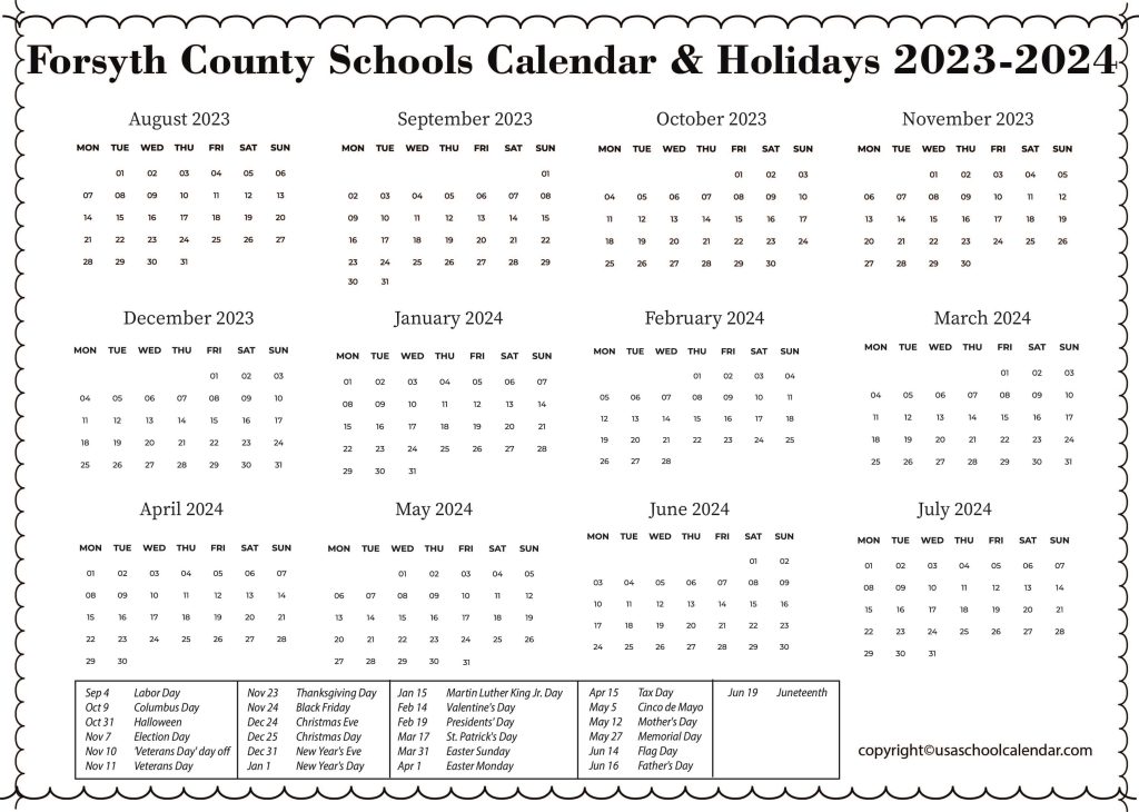 Forsyth County Schools Calendar 