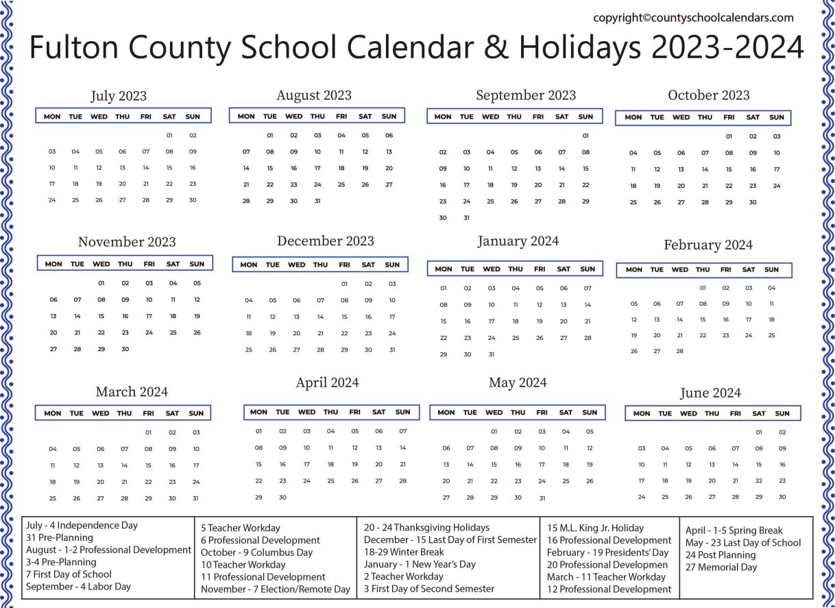 Fulton County School Calendar & Holidays 20232024