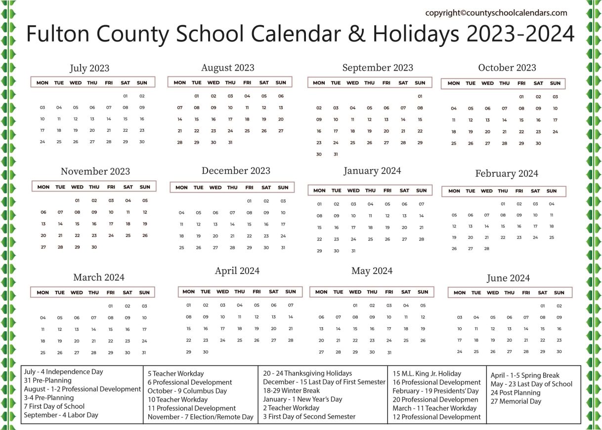Fulton County School Calendar & Holidays 2023-2024