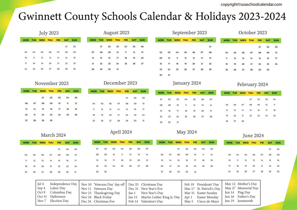 Gwinnett County Schools Calendar