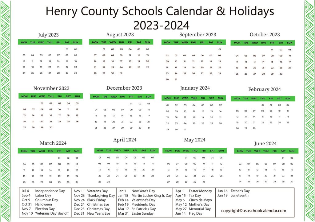 Henry County Schools Calendar