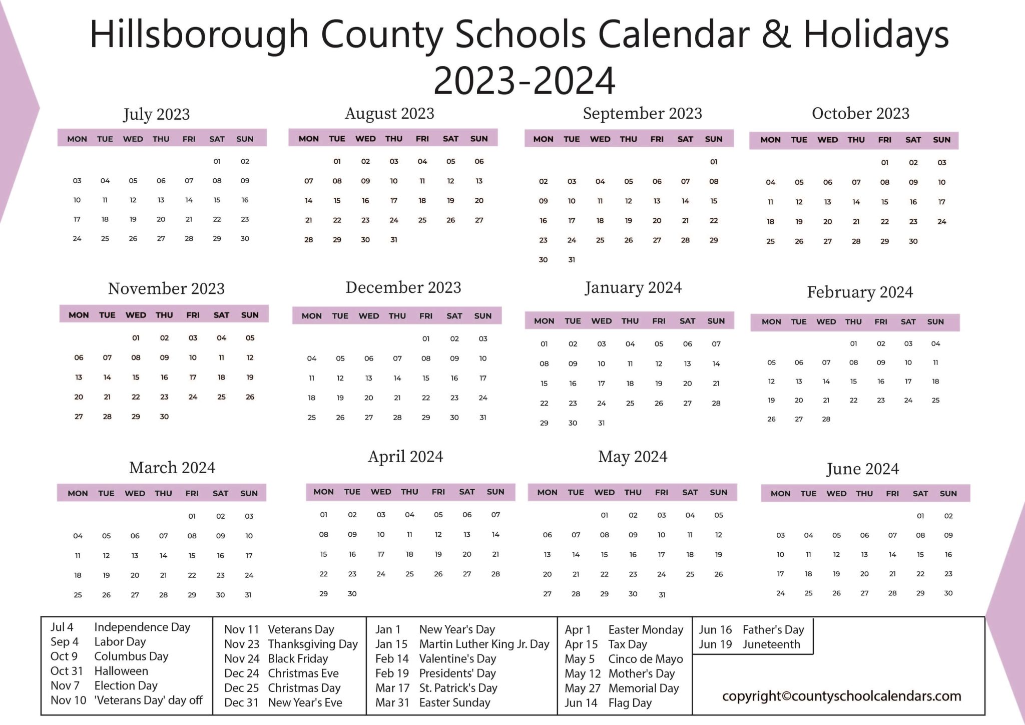Hillsborough County Schools Calendar & Holidays 20232024