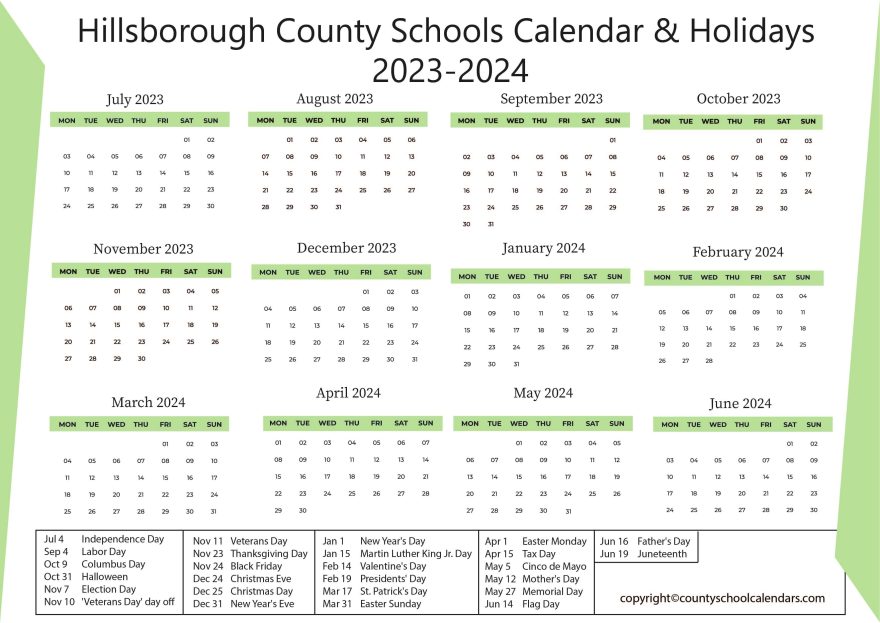 Hillsborough County Schools Calendar Holidays 2023 2024