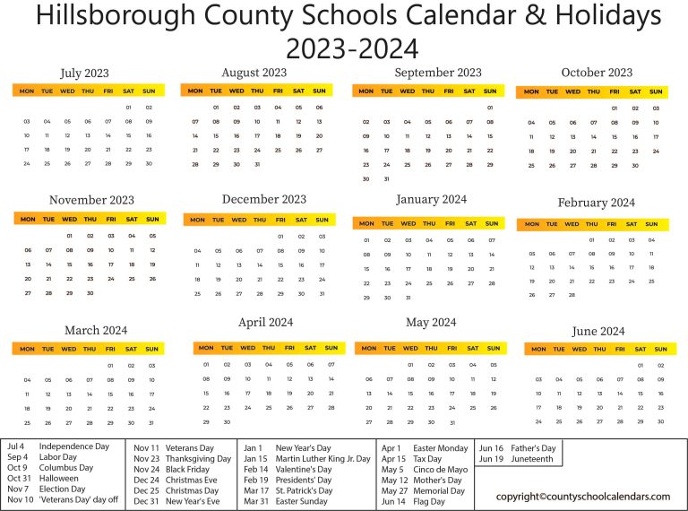 Hillsborough County Schools Calendar & Holidays 20232024