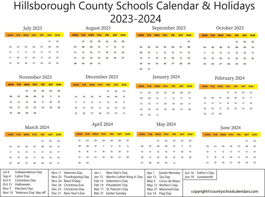 Hillsborough County Schools Calendar & Holidays 2023-2024