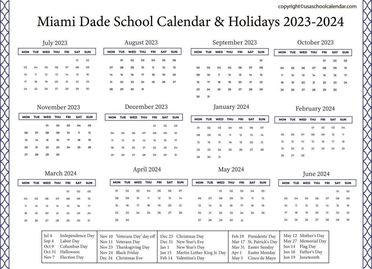 Miami Dade School Calendar & Holidays 20232024