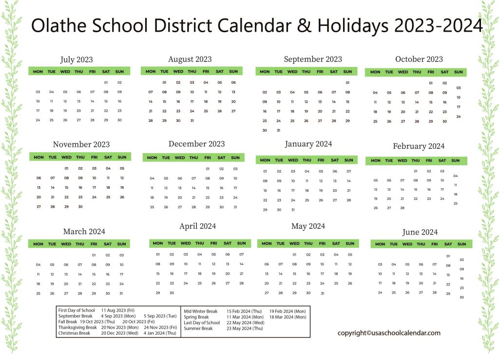 Olathe Schools Calendar