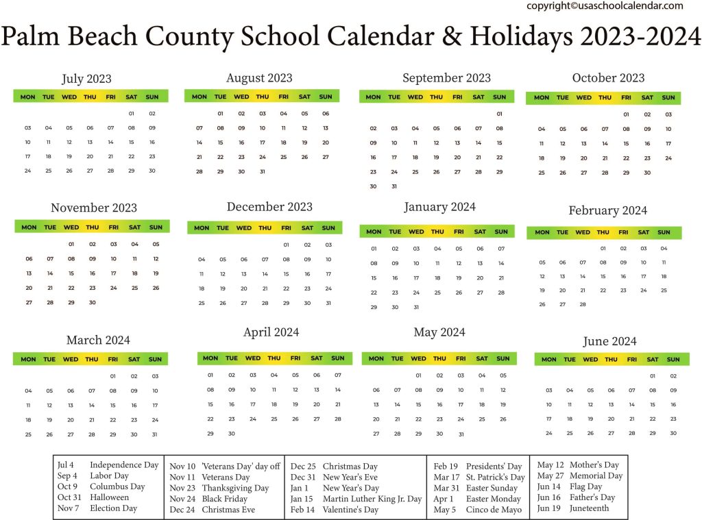 Palm Beach County Schools Calendar