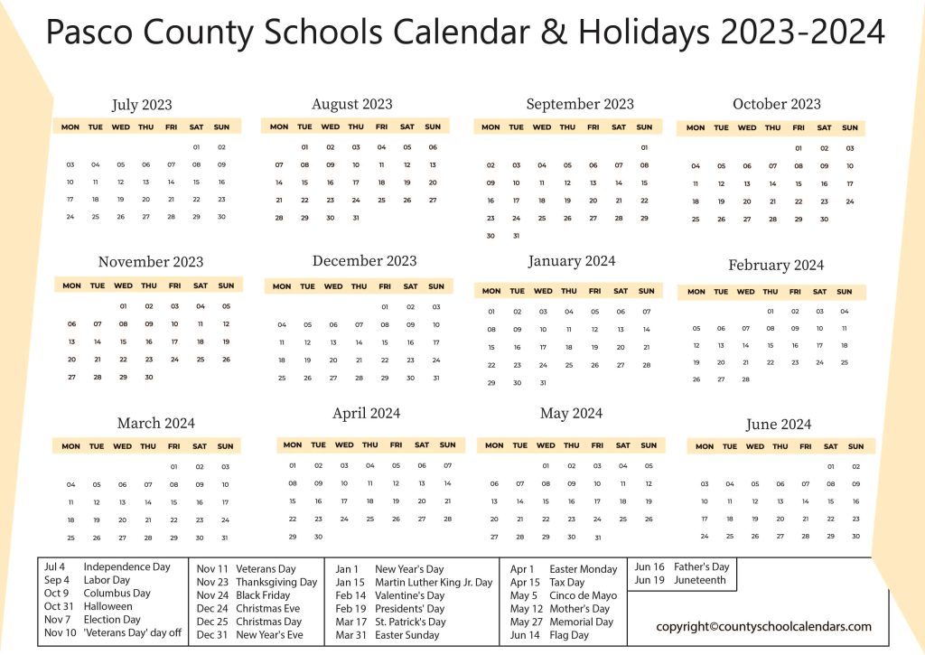 Pasco Schools Calendar