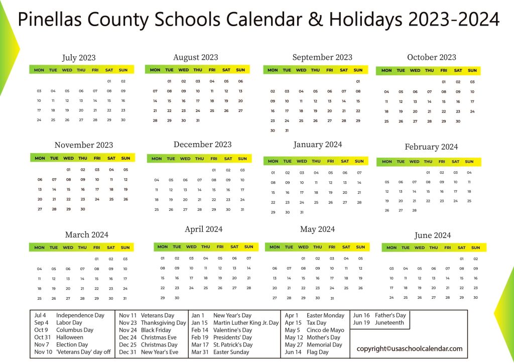 Pinellas Schools Calendar
