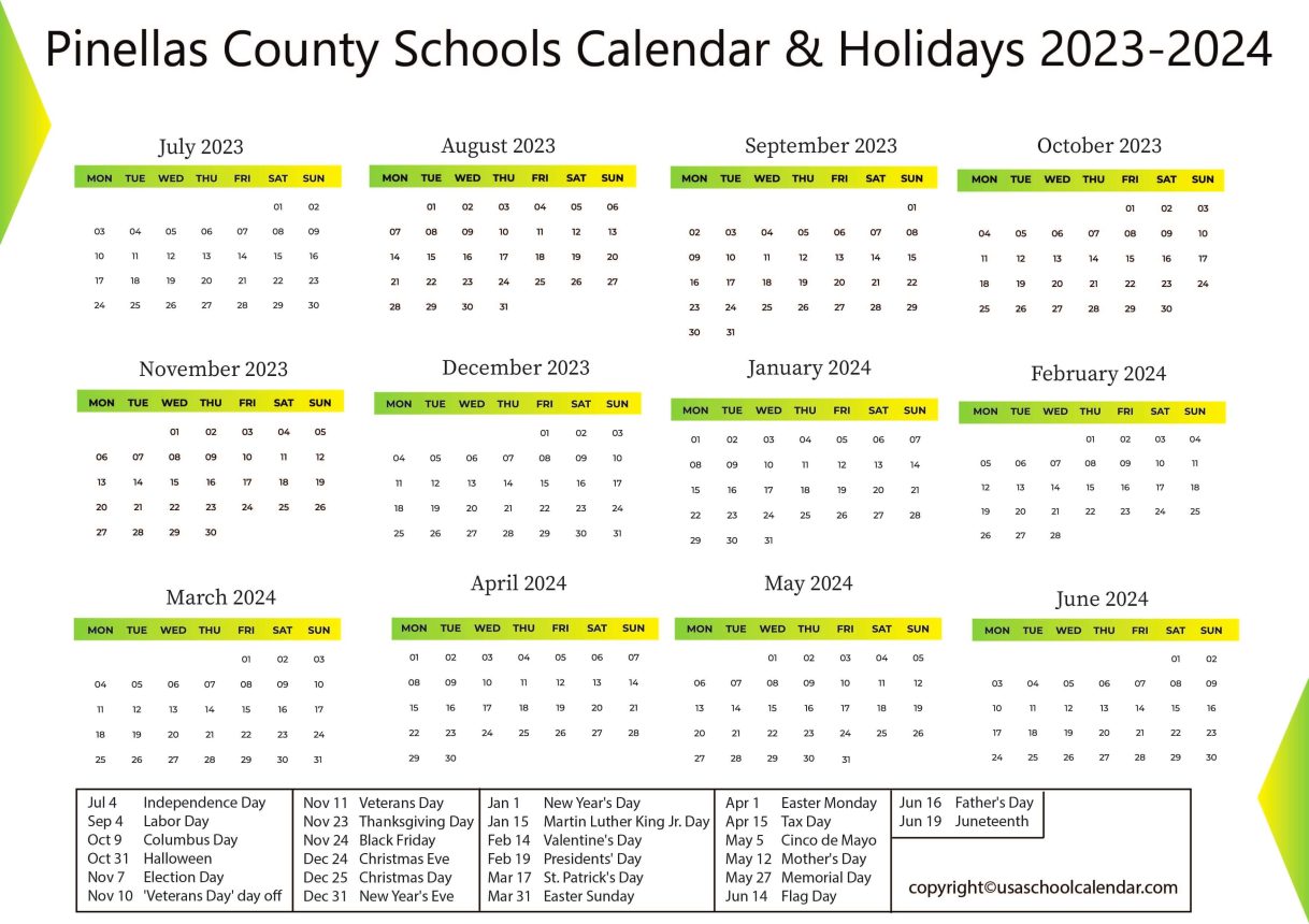Pinellas County Schools Calendar & Holidays 20232024