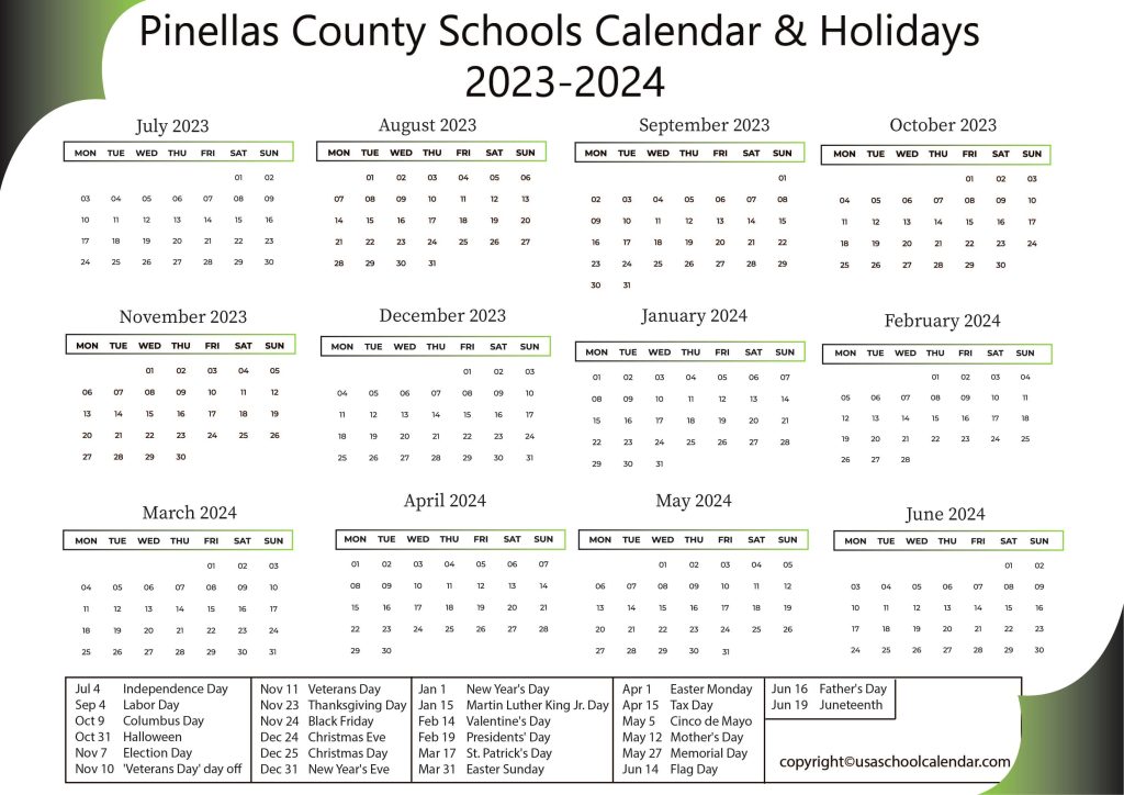 Pinellas County School Calendar