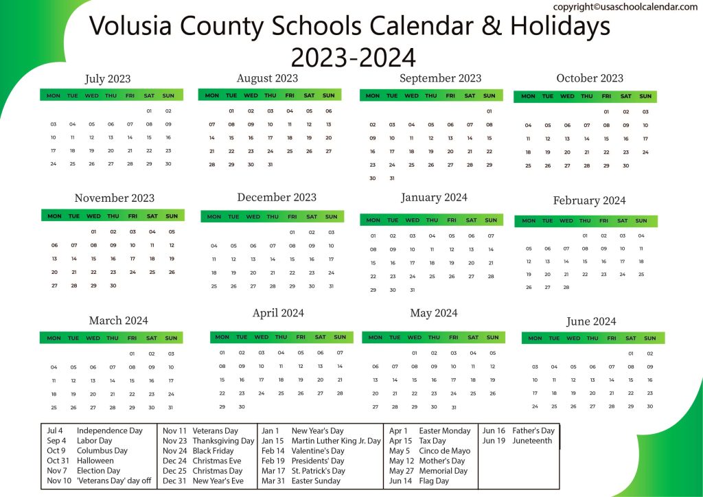 Volusia County Public Schools Calendar