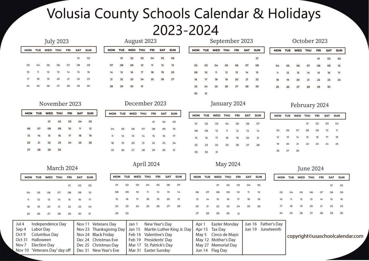 Volusia County Schools Calendar & Holidays 20232024