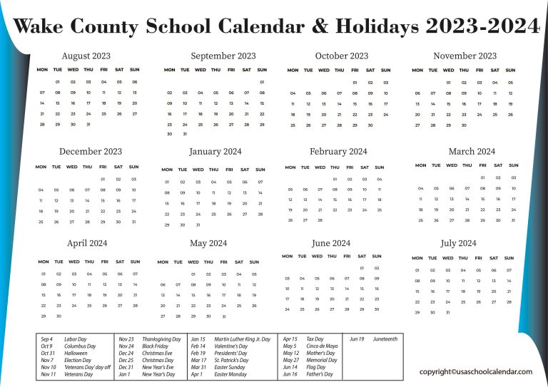 Wake County School Calendar Holidays 2023 2024