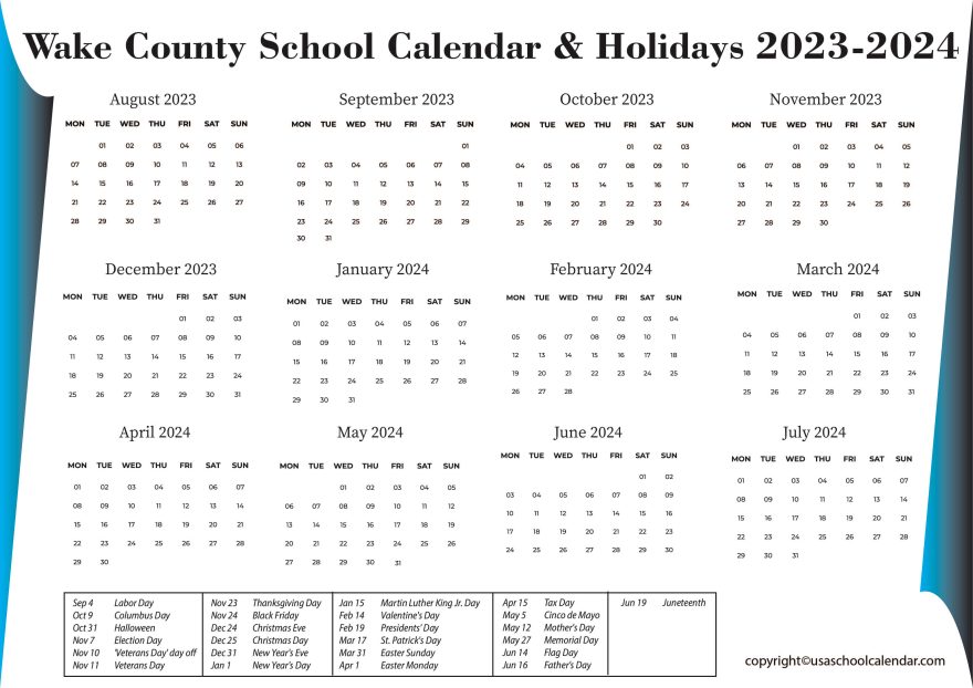 Wake County School Calendar & Holidays 20232024