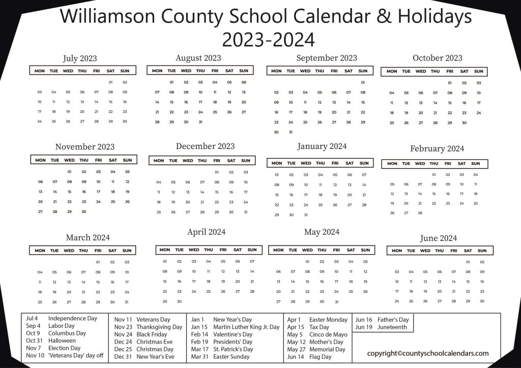 Williamson County Schools Calendar