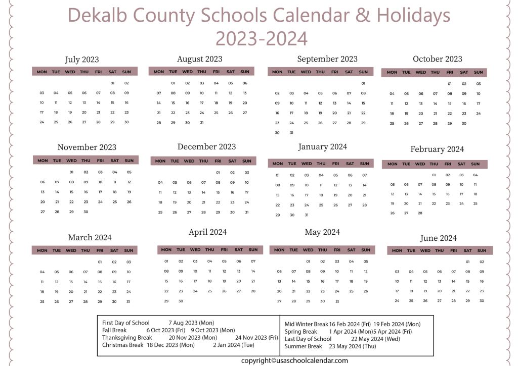 Dekalb Central Schools Calendar