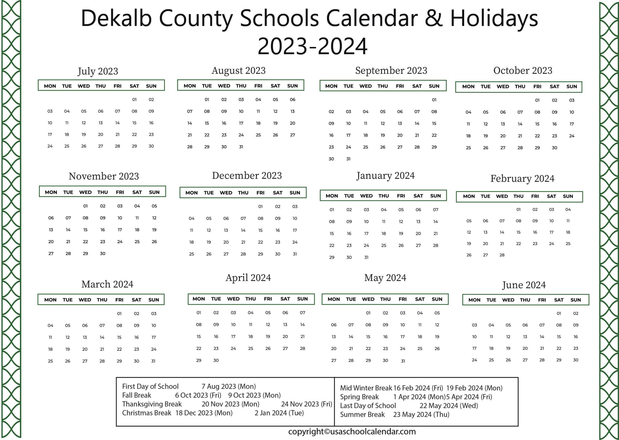 Dekalb County Schools Calendar Holidays 2023 2024
