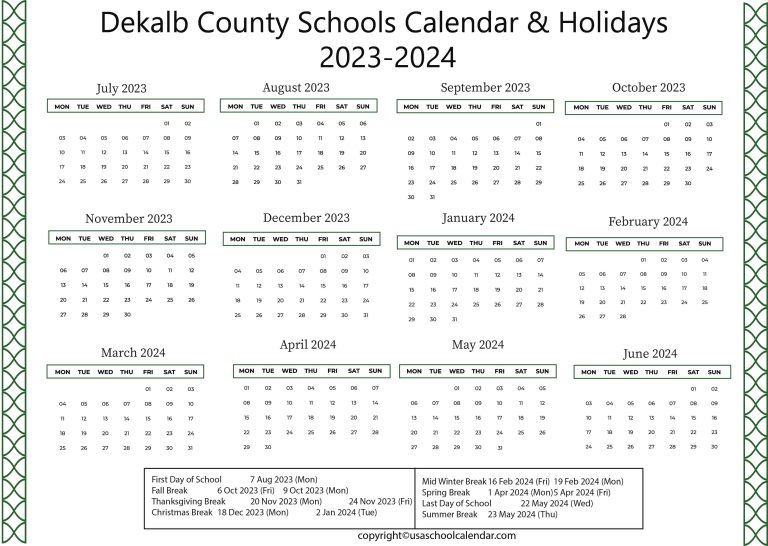 Dekalb County Schools Calendar & Holidays 2023-2024