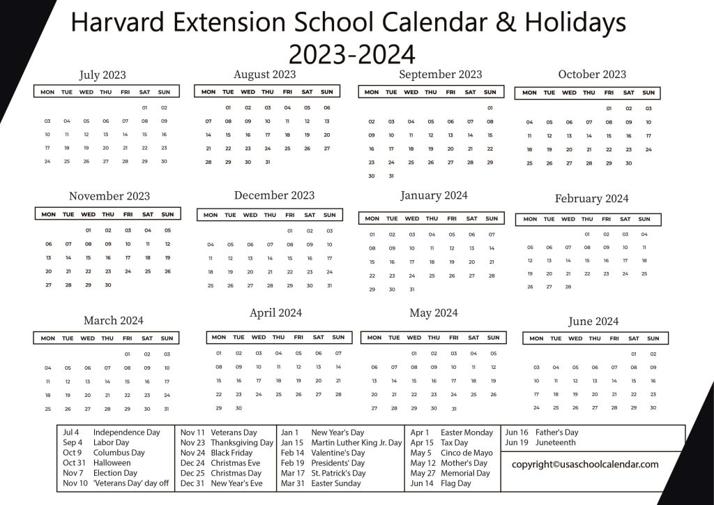 Harvard Public Schools Calendar