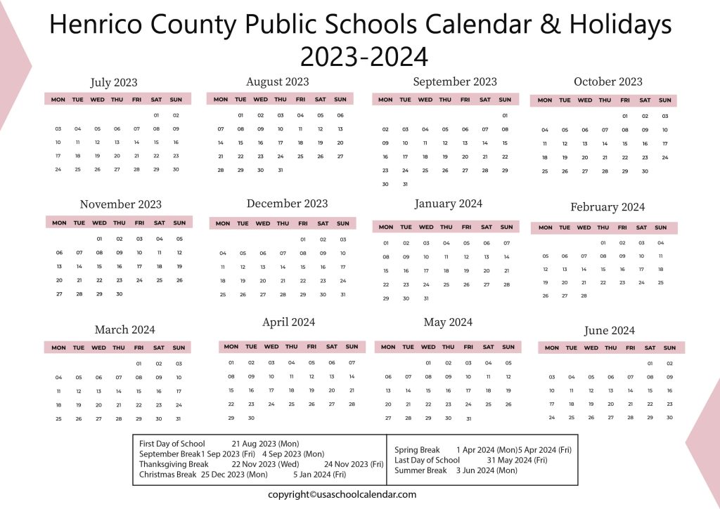 Henrico Public Schools Calendar