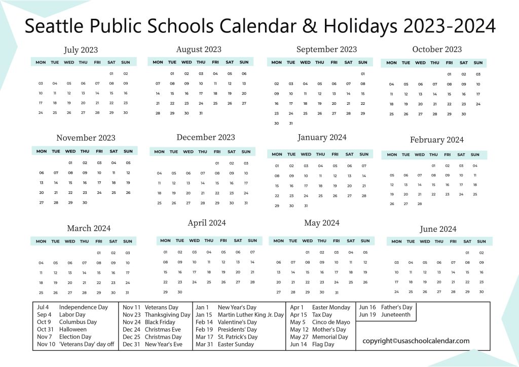 Seattle School District Calendar