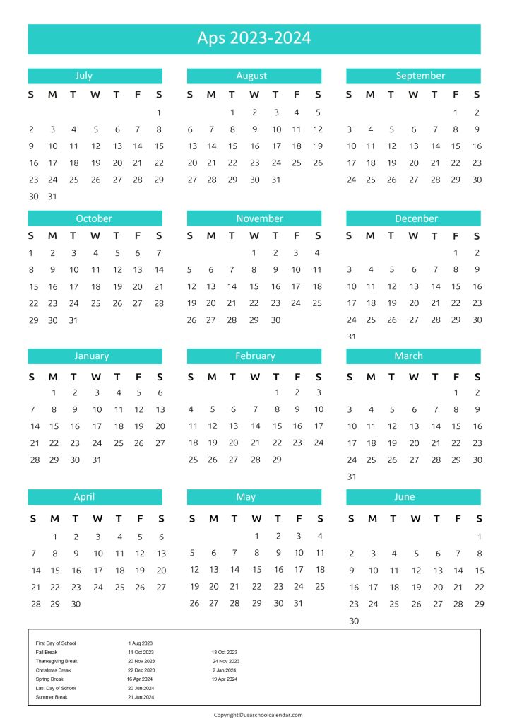 APS Schools Calendar