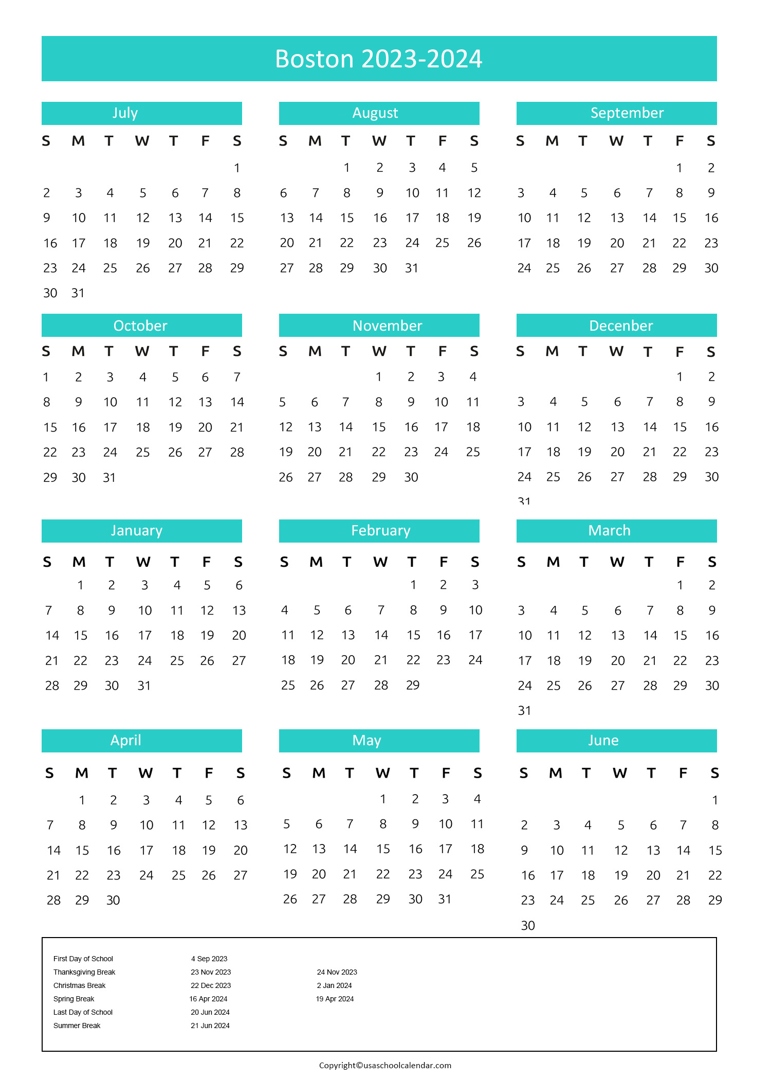 Boston Public Schools Calendar And Holidays 2023 2024
