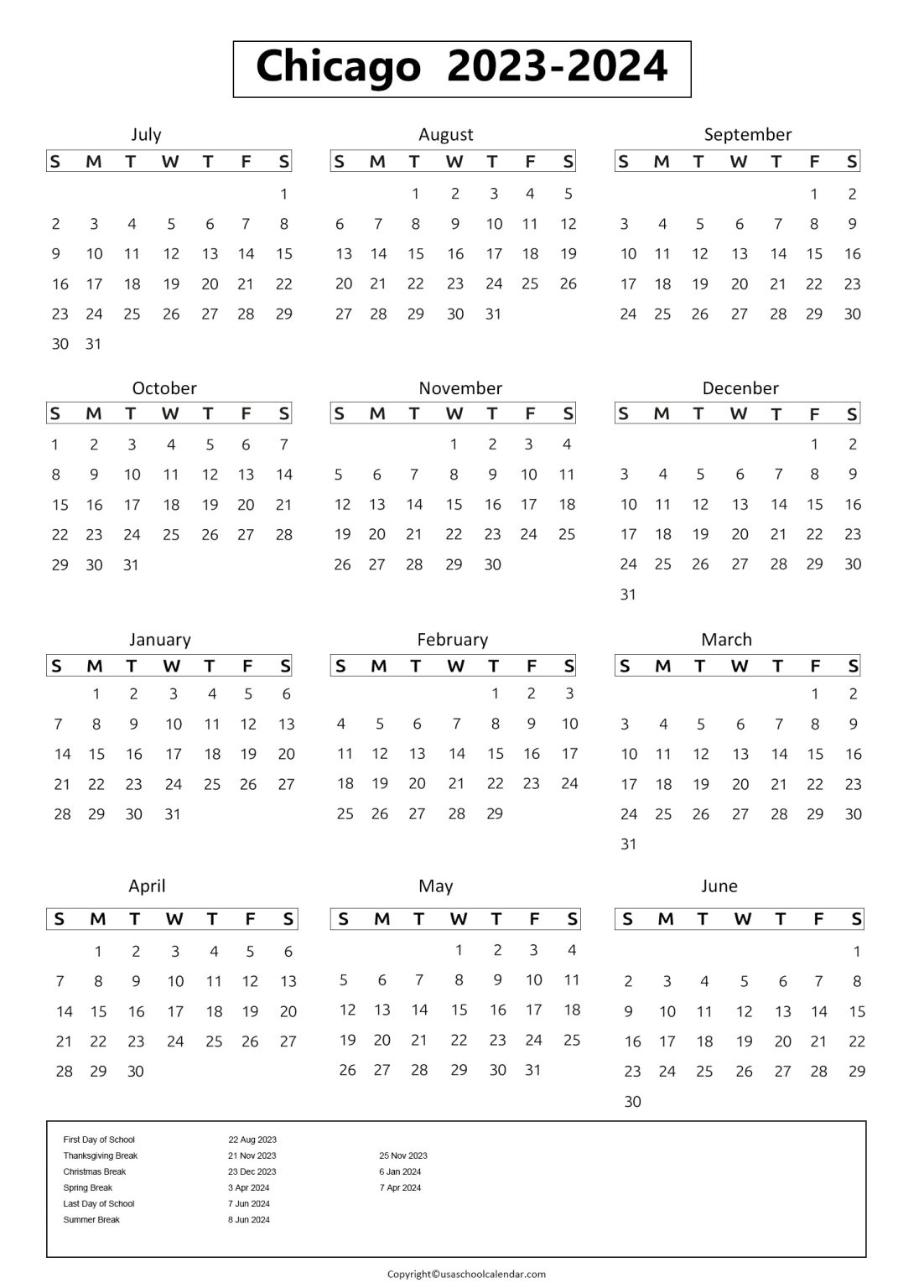 Chicago Public Schools Calendar & Holidays 20232024 [CPS]