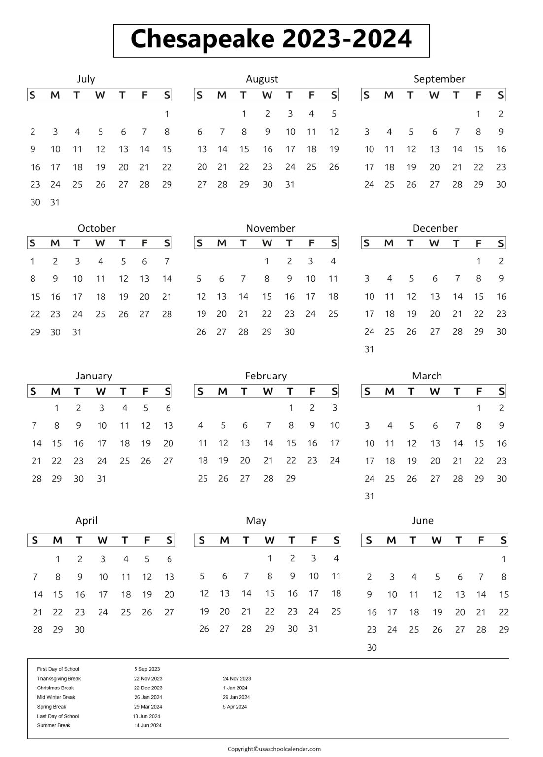 Chesapeake Public Schools Calendar & Holidays 20232024