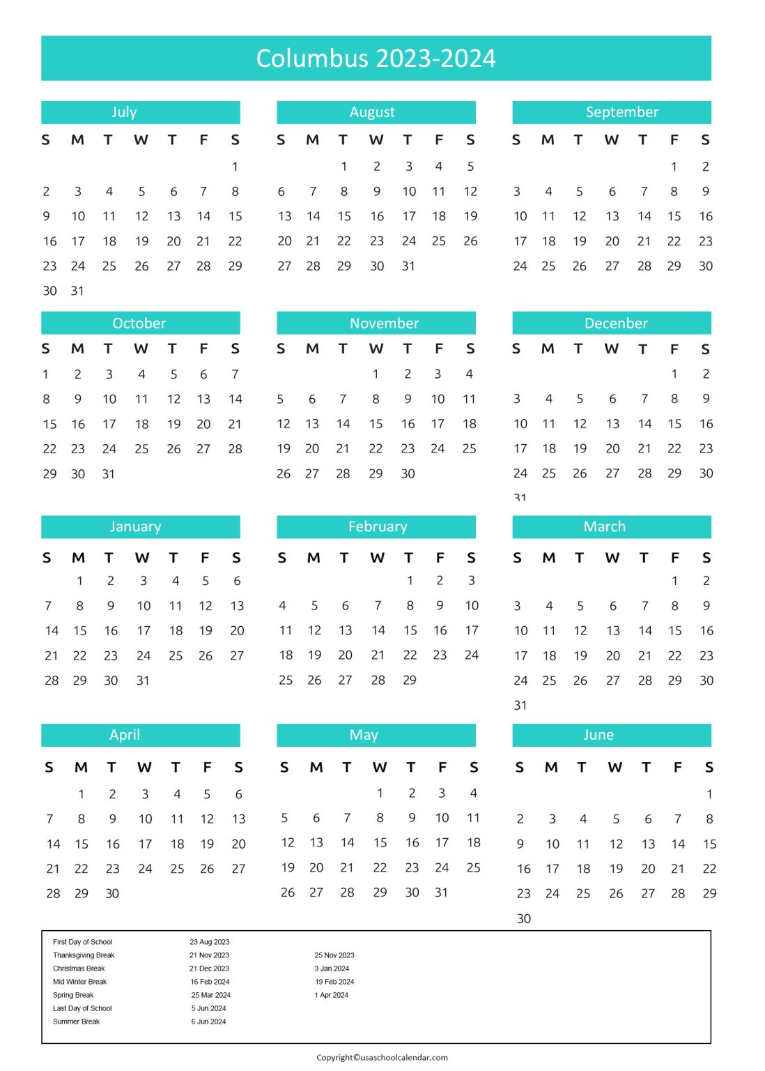 Columbus City Schools Calendar & Holidays 2023-2024 [CCS]