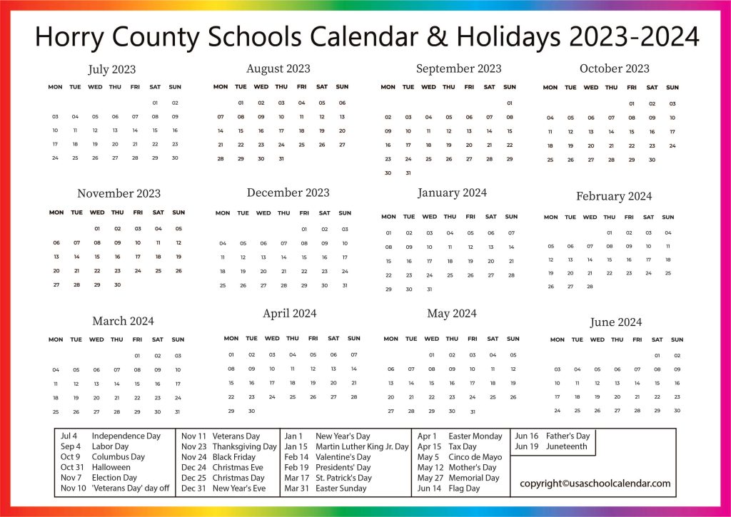Horry County School Calendar