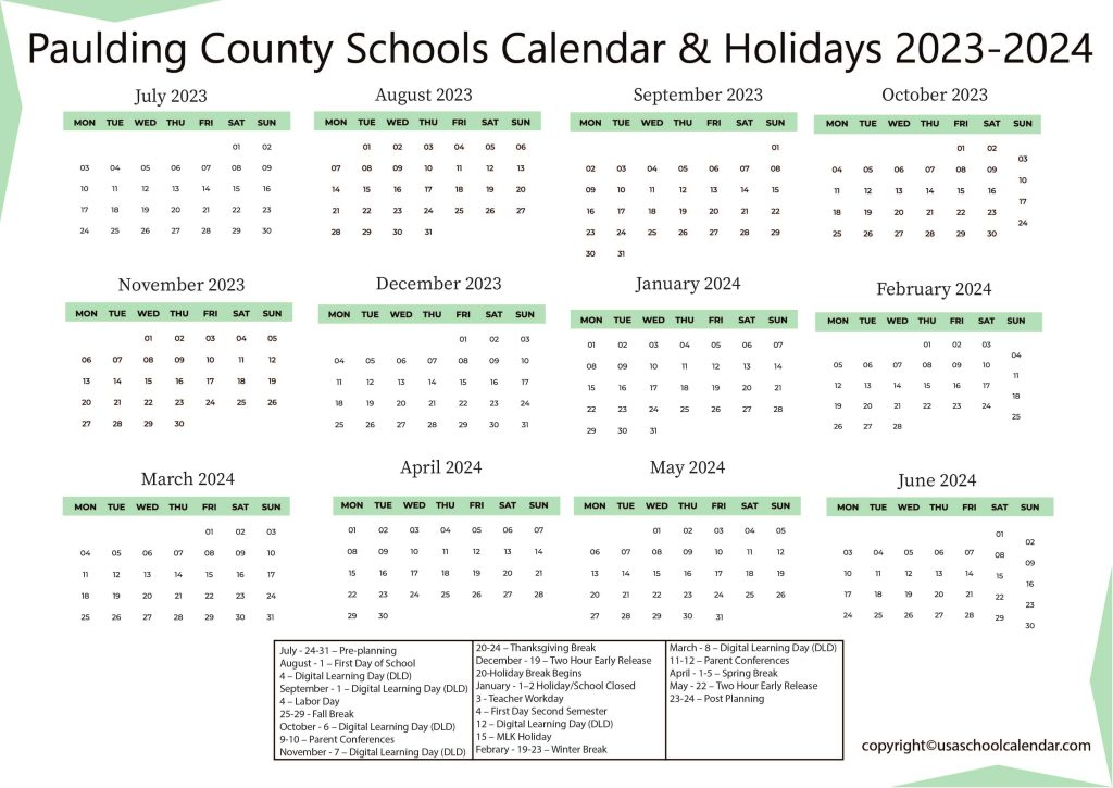 Paulding Schools Calendar