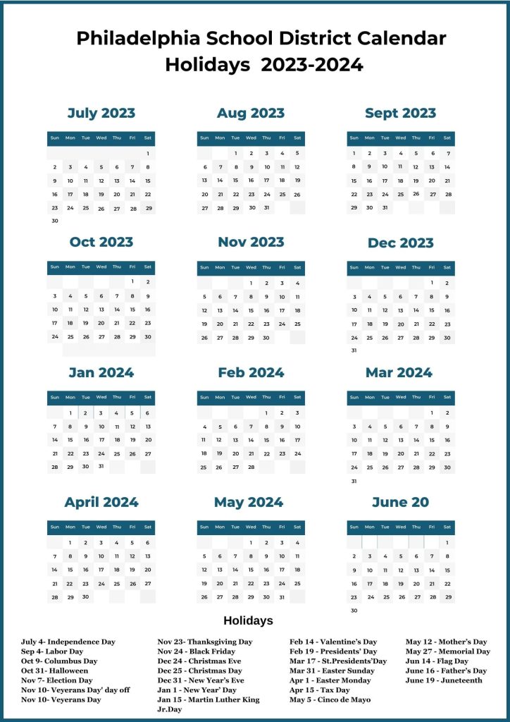 Philly Schools Calendar