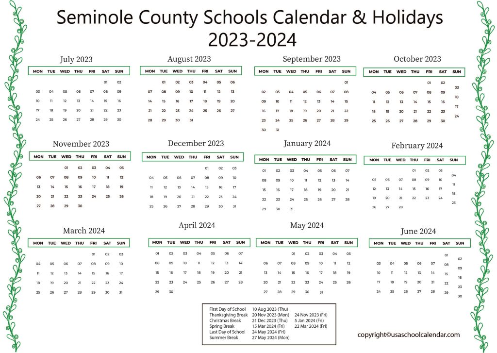 Seminole County Schools Calendar