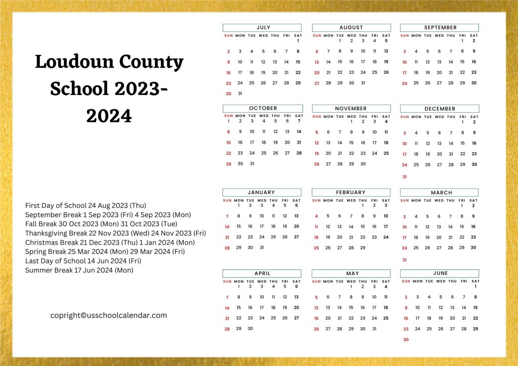 Loudoun County Public Schools Academic Calendar