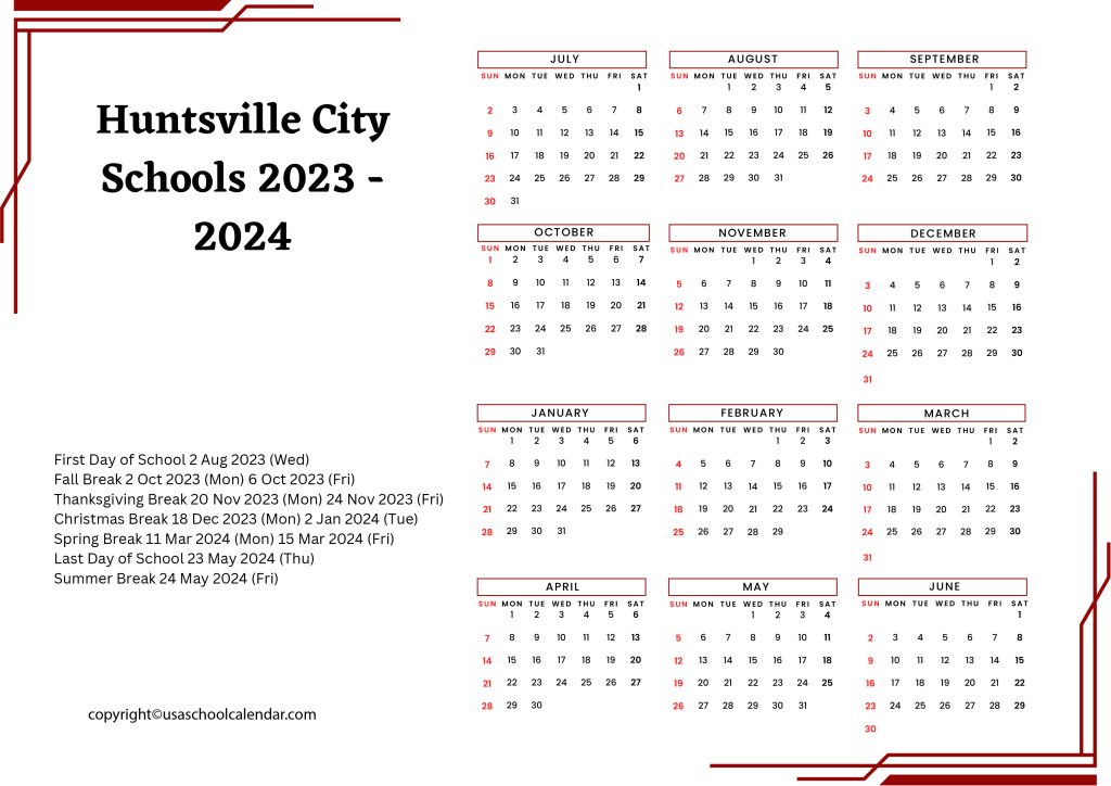 huntsville city schools calendar