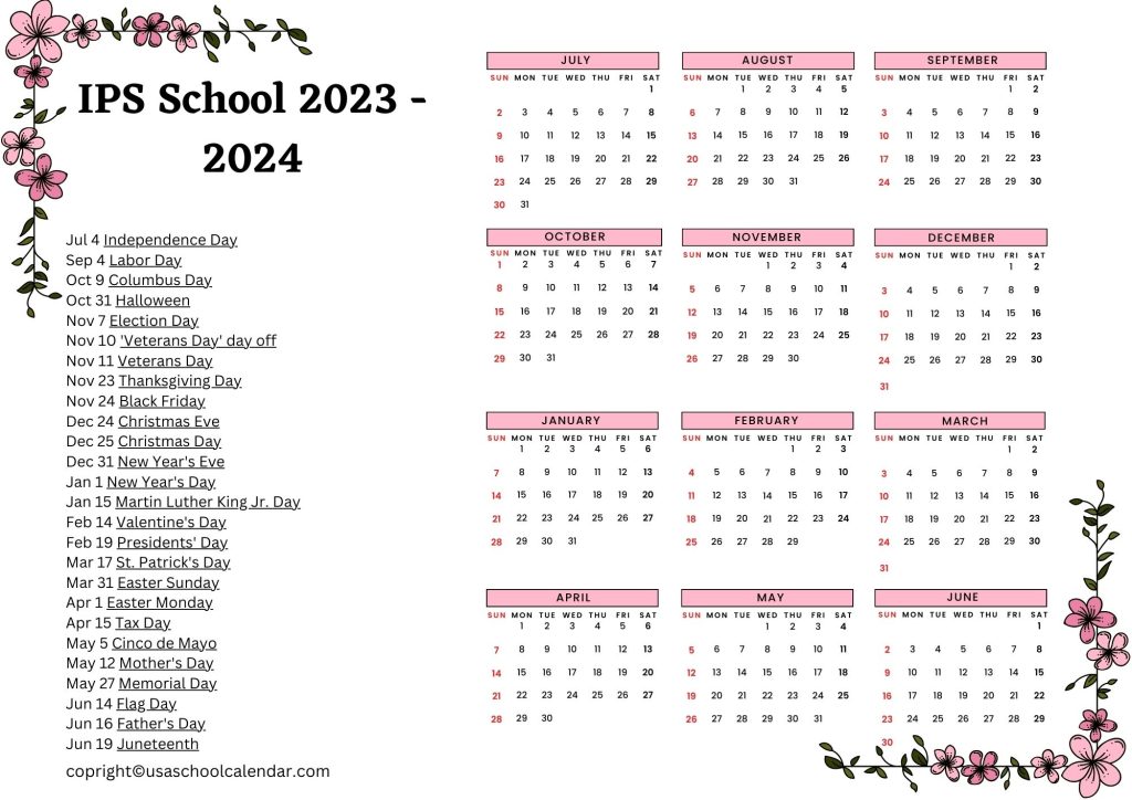 Indianapolis Public Schools Calendar [IPS]