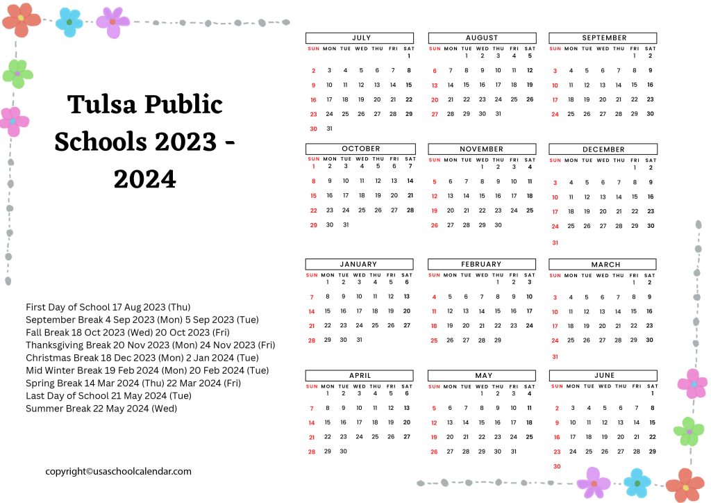 tulsa public schools calendar