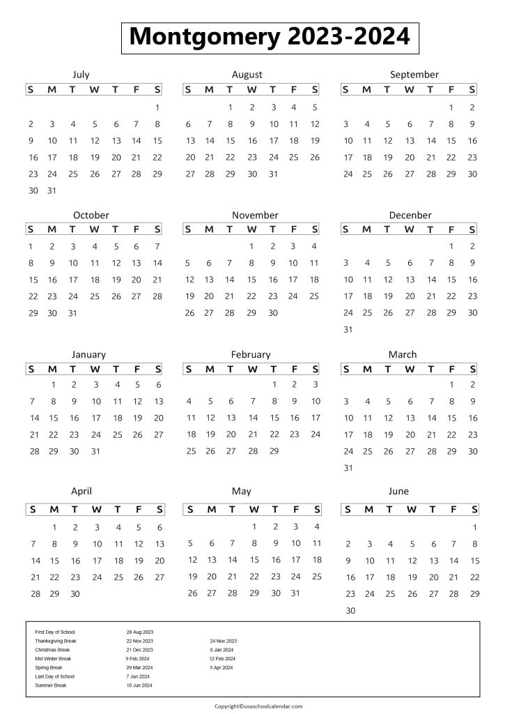 calendar montgomery county public schools