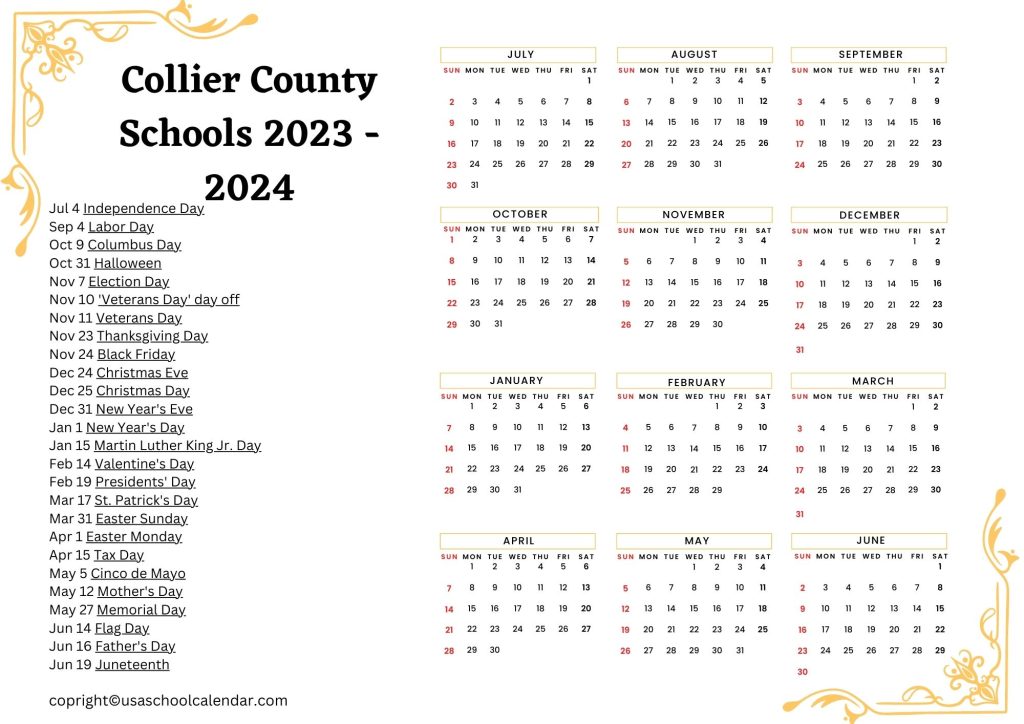 collier schools calendar